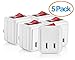 Yubi Power Single Port Outlet Wall Tap Adapter 2 Prong One Outlet Adapter With Lighted Switch Power On Off Control - 5 Pack