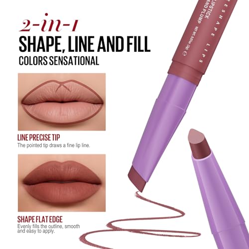 Image of BestLand 6Pcs 2-in-1 Lipstick and Liner Lip Combo Set, Soft Sculpt Nude Collection - Creamy Matte Lip Crayon with Flat Edge Tip, Gradient & Ombre Lip Effect, MLBB Shades, Fuller Looking Lips