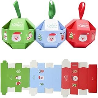 QISF 12 Pcs Christmas Candy Boxes | Paper Christmas Treat Boxes | Present Boxes DIY Party Favor Gift Boxes | Chocolate Goodies Boxes | Xmas Cupcake Sweets Kids Party Bag Decoration Supplies