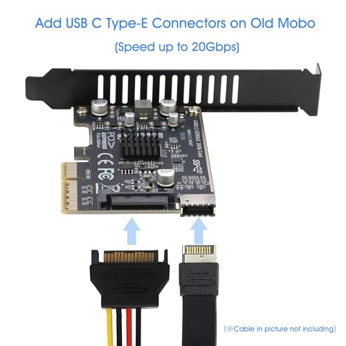 Carte PCIe vers Type-E 20 Gbit/s | Adaptateur USB-C Panneau Avant pour PC