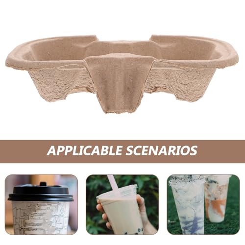 Porte-gobelets 2 trous en pâte à papier jetable pour boisson à emporter lot de 50 - 8