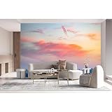 Mural Cielo Naranja Gradiente Rosa Natural Patrón 3D Peel and Stick PVC Autoadhesivo Papel pintado Foto Póster Mural Decoración para Dormitorio Salón 350 x 250 cm (ancho x alto)