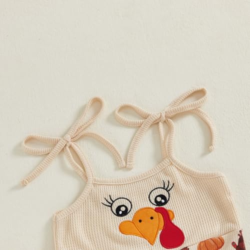Image of Thanksgiving Baby Girl Outfit Toddler Turkey Romper Overalls Jumpsuit