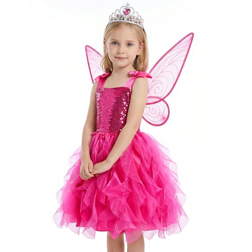 Disfraz de hada para niñas con vestido tutu y alas miniatura 1