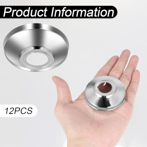 12 Stück 1/2 Zoll Rosette Flansch Platte Rohrabdeckung Abdeckrosette Edelstahl Rohr Wand Abdeckung für Abdeckrosette,Rosetten für Duscharmaturen,Wasserhähne,Eckventil(21mm)