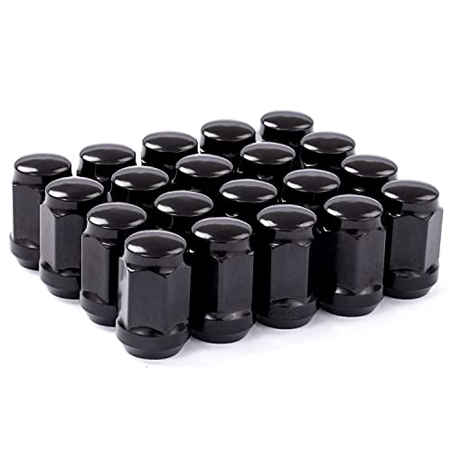 DCVAMOUS Black 12x1.25 Hex Lug Nuts Compatible with Nissan-Subaru-Inifiniti 5 Lug Aftermarket Wheels-Acorn Tuner M12x1.25 Lugnuts 1.38  Tall Cone Seat for Quest Pathfinder Impreza Forester - Set of 20