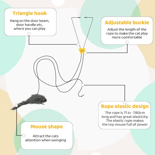 Miniatura 4 de Adiwo Paquete De 2 Juguetes Para Gatos Colgantes De Puerta, Juego Automático De 3 Maneras Para Colgar En La Puerta, Juguetes Para Gatos Y Gatitos De Interior, Juguetes Interactivos Ajustables Para