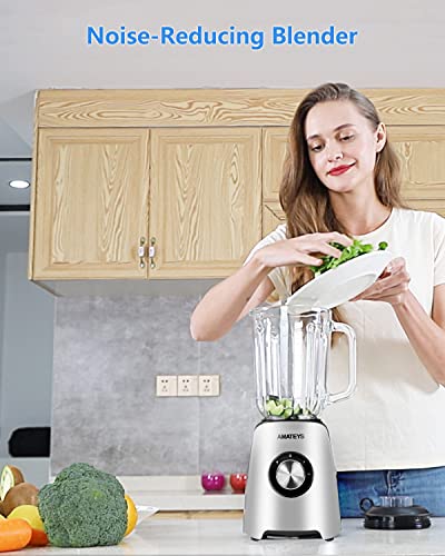 Amateys Quiet Smoothie Blender With 50 Oz Glass Jar,Professional Kitchen Blender For Shakes And Smoothies,Countertop Blender Speed Adjustable For Ice Crush Frozen Fruit Puree Mlikshakes #TOP4