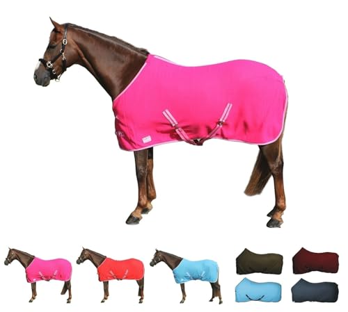 netproshop Basic Pferde Abschwitzdecke mit Kreuzbegurtung Fleece Qualität Gr. 105-155, Groesse:105, Farbe:Pink