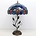 MQYXH Tiffany Lamp Sea Blue Peacock Tail Style Stained Glass Table Lamp Desk Bedside Reading Light 12X12X19 Inches with Metal Leaf Base