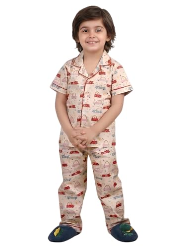 Image of POLKA TOTS 100% Pure Cotton Half Sleeve Night Suit for Kids, Girls & Boys | Cotton Pyjama Set | Unisex Night Dress for Children | Night Suit for Girls |Sleepwear for Kids | Winter Night Dress for Boys