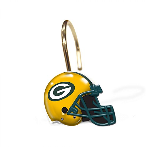 Green Bay Packers Bathroom Shower Curtain Hooks Rings Set