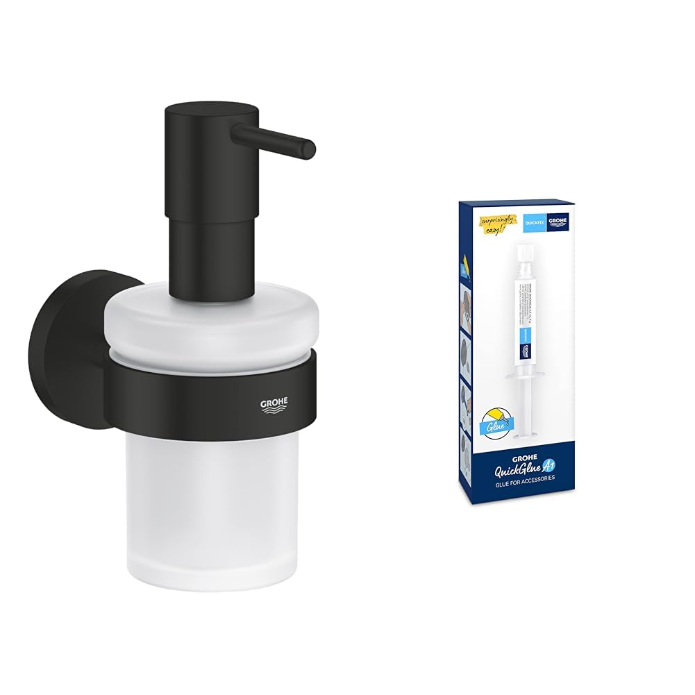 Dosificador de jabón GROHE 160 ml QuickGlue instalación sin taladro y tornillos incluidos