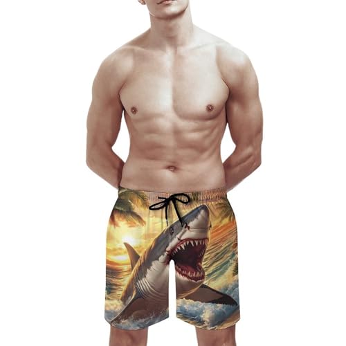 Big Shark Beach Men's Swim Trunks Quick Dry Board Shorts Hawaiian Beach Shorts With Pocket3