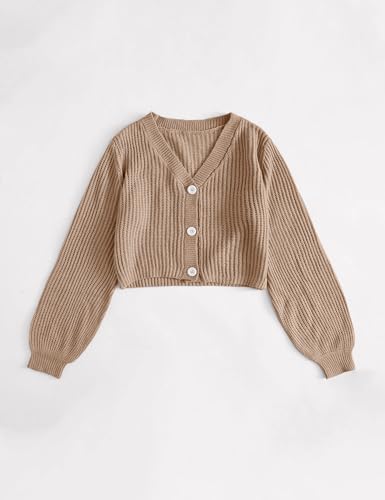 Image of Womens Puff Sleeve Cardigan Long Sleeve Open Front Button Down Knit Sweaters