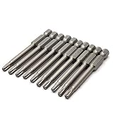 10PCS 2.5"/65mm T20 Torx Head Screwdriver Bit Set, 1/4 Inch Hex Shank with Quick Release Slot,S2 Ste