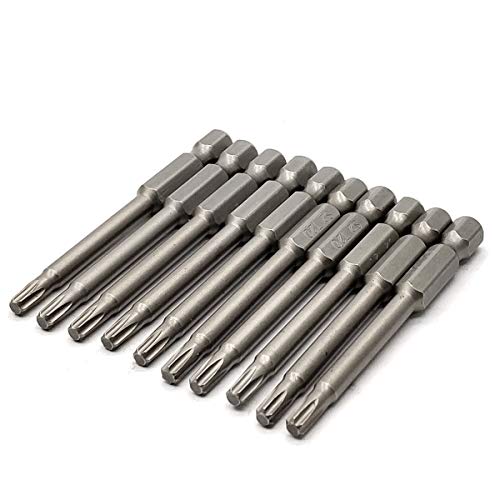 10Pcs 2.5"/65Mm T20 Torx Head Screwdriver Bit Set, 1/4 Inch Hex Shank With Quick Release Slot,S2 Steel Magnetic Security Tamper Proof Star 6 Point Screw Driver Kit Tools #TOP14