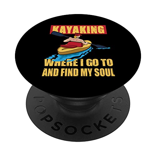Kayaking Where I Go To And Find My Soul PopSockets Swappable PopGrip, Black