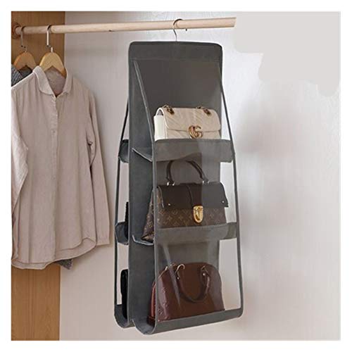 YOBAIH 6 Tasche Faltbare hängende Tasche 3 Schichten faltungsregal Tasche geldbörse Handtasche Organizer sungry Pocket bügel auflagern Closet bügel HäNgeaufbewahrung (Color : Light Grey) Cover