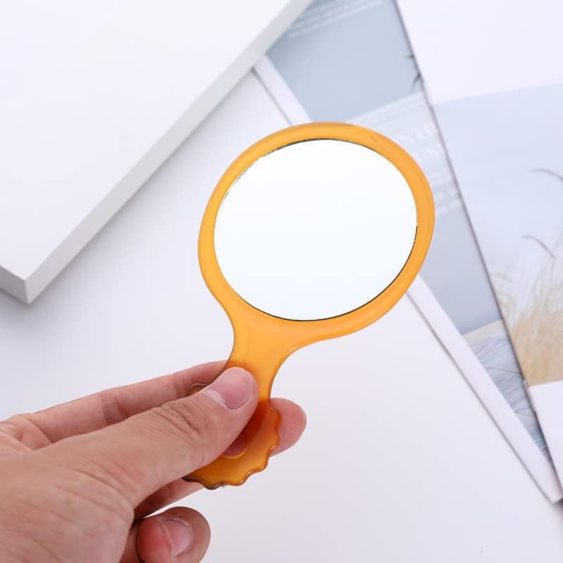 D Moto World DMW 10 Small Brown Plastic Round Hand Mirror Comb Set with Handle, Portable Cosmetic Mirror and Comb Set, Travel Makeup Tools for Women 4