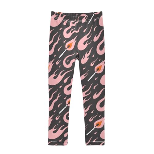 Various Flame Girls Leggings,Workout Leggings for Girls Toddler Athletic Legging Size for 3-10T