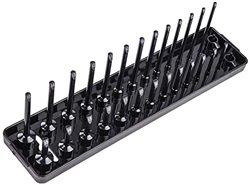 JEGS 85074 Socket Organizer 1/4 in. Drive Metric Sizing 4 mm - 15 mm Fitment Hol