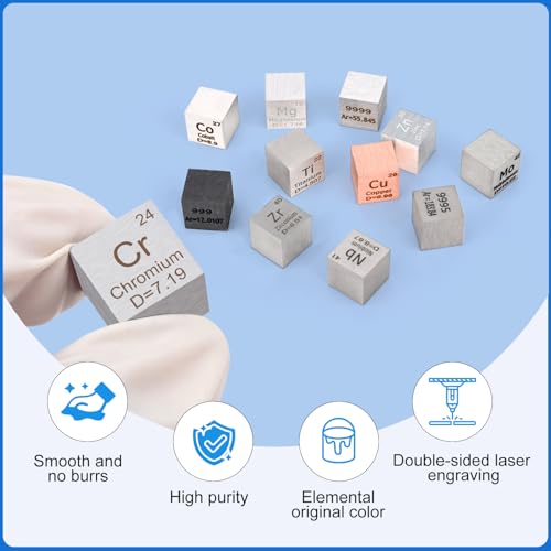 Image of 0.39 inch Chromium Metal Element Cube 10MM Density Cubes 99.95% High Purity, Periodic Table of Elements Collection for Element Collections Hobbies, Pure Chromium Cube(Cr 0.39 Inch)