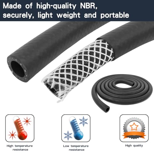 Image of 5 /8 Inch ID NBR Rubber Hose, 10 Feet Fuel Hose Line Transfer Hose for Small Engine Black