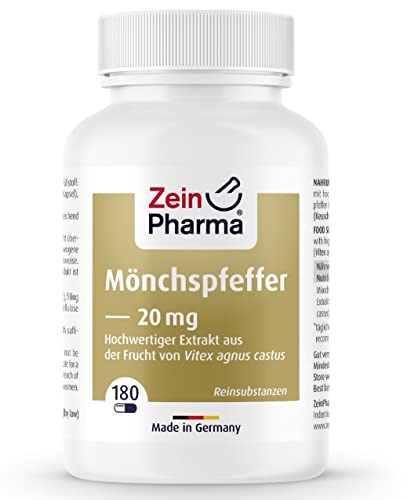 ZeinPharma Mönchspfeffer Extrakt Kapseln 20mg - 180 vegane Kapseln - Hochkonzentrierter 10:1-Extrakt aus der Frucht des Mönchspfeffers Cover