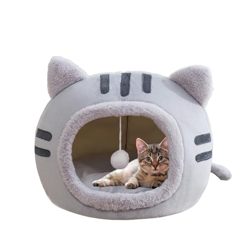 Poxvalzor 猫 犬 ベッド ハウス キャットハウス ドーム 猫ベッド 寒さ対策 ペットベッド 洗える 猫用こたつ あったかグッズ 室内用 ペット ペット用品 通販 (グレー, L-50*50*36cm)