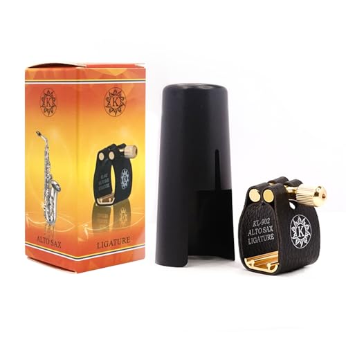 Alto Saxophone Ligature Fastener Compact Durable Artificial Leather for Alto Saxophone Rubber...
