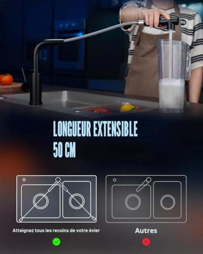 Fini les éclaboussures avec ce robinet de cuisine rotatif à 360°