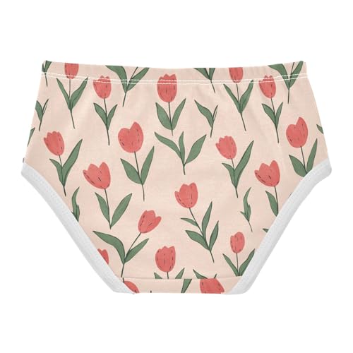 Little Girl Underwear Toddler Panties Kids Undies Tulips Flowers Soft Cotton Briefs 2T-8Y2