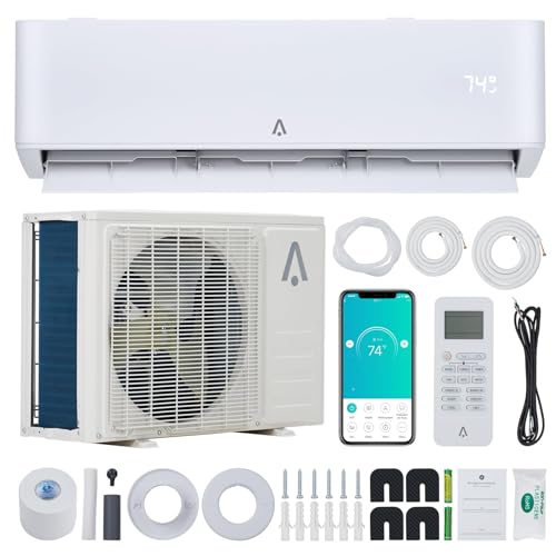 18,000 BTU Ductless Mini Split Air Conditioner & Heater, 23 SEER Inverter AC Unit, Cools & Heats Up to 1,250 Sq. Ft, Wall-Mount Split-System with Heat Pump, Alexa/Compatible, 16Ft Installation