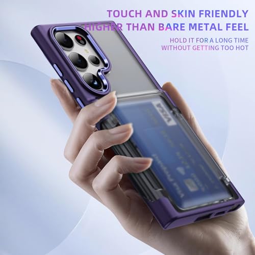 Image of KARWAN Shockproof Translucent Cardholder Back Case Cover Compatible with Samsung Galaxy S25 Ultra Hybrid with Strong Minimalist Design (Purple)