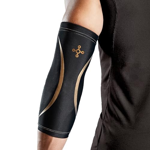 Tommie Copper Elbow Compression Sleeve (L/XL Black) 15-20 mmHg 4D Stretch & Non-Slip Fit for Targeted Support Patented Copper Znergy Fabric Anti-Odor Benefits Breathable Design
