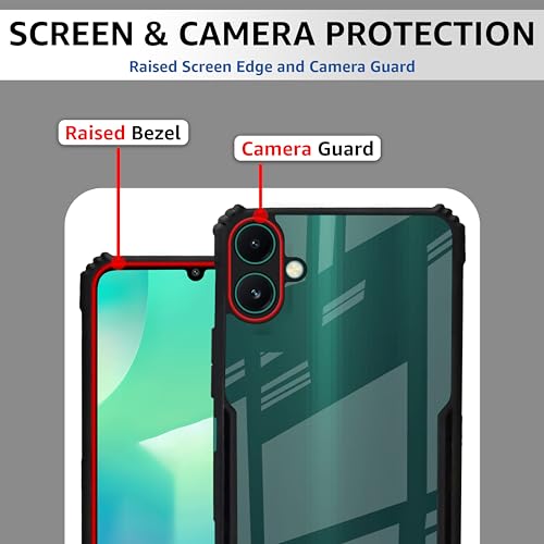 Image of CEDO Backcover for Samsung Galaxy M07 (4G) / M17e (5G) / F07 (4G) | Camera Protection Shockproof Bumper-Edge | Acrylic Crystal Clear 360 Degree Protection TPU | Transparent Eagle Back Case Cover (Black)
