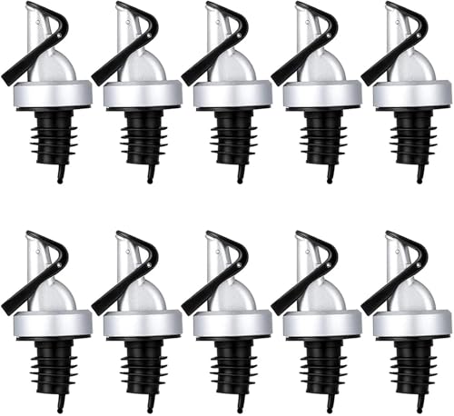 BGHYJKOL Stainless Steel Pourers 10 Uds. Boquillas de Aceite Oliva vertedores automáticos Licor tapón Botella vinagre a Prueba Fugas Verter Abrir Cerrar(10PCS A)