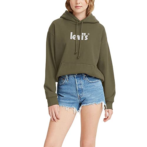 Levi's Women's Graphic Standard Hoodie, (New) Poster Logo Martini Olive, X-Large