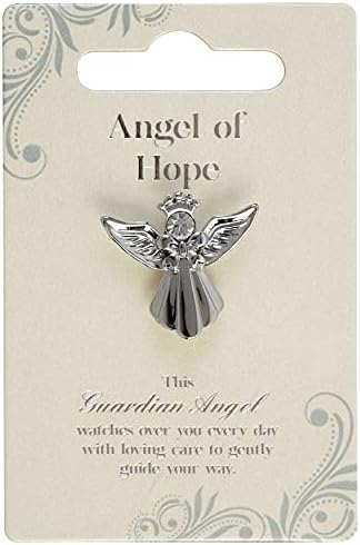 Guardian Angel Brooch for Hope, Angel Badge with Rhinestone for Men and Women, Gift with Inspirational Message, Lapel Pins-Silver-One Size-Unisex
