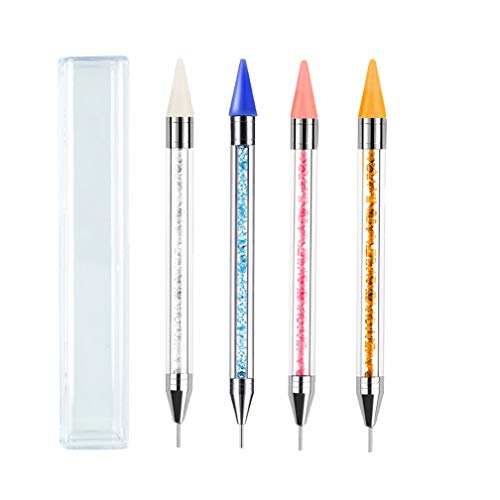 Wax Pencil for Rhinestones, Ultevy 4 Pcs Rhinestone Picker Tool Wax Pen Jewel Gem Rhinestone Picker Dotting Pen No Wax Needed for Nail Art DIY Decoration