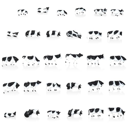 PETSTIBLE 30 Stück Cows Model DIY Modelleisenbahn Tiere Modell bemalt Bauernhof 1:87 Ho Maßstab Kühe Modus