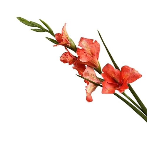 Huffa Crimsonred Artificial Gladiolus Flowers - Silk Faux Flowers For Living Room Decor, Wedding Display, And Event Decoration(Crimsonred)