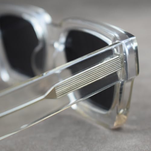 Image of Retro Fashion Thick Acetate Polarized Sunglasses Trendy Square Men Womens Black Grey Shades Vintage