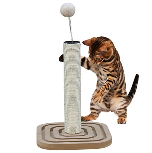 Mr. Peanut's Couch Saver Premium Cat Scratching Post with Built in Interactive Marbles - Durable Sisal Material Keeps Kitten Claws Active & Protects Your Furniture - Includes Interactive Marbles