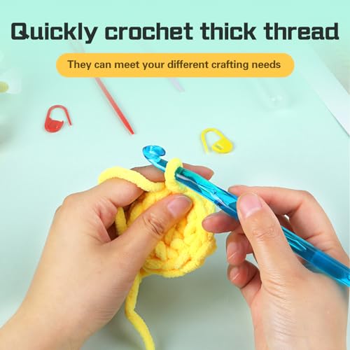 Image of QMNNMA 9 mm Crochet Hook, Ergonomic Crochet Hooks, Crochet Needles | Ergonomic Crochet Hooks for Arthritic Hands, Crochet Needles for Yarn, Colorful Transparent Crochet Hook for Beginners
