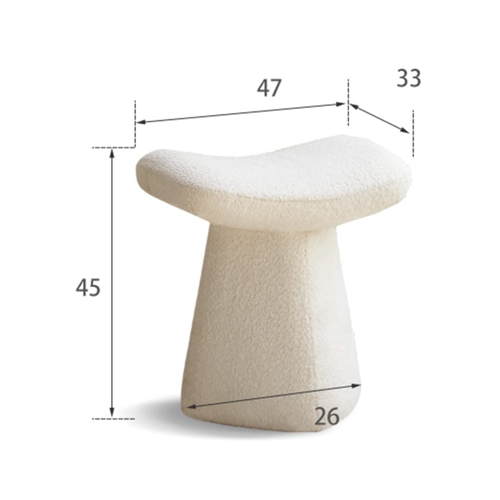 Halbmond-Make-up-Hocker aus Massivholz, kreativer einfacher Stuhl für Schlafzimmer, Pelzakzent-Sitz, modernes Design, perfekt für Make-up und Ankleidebereiche