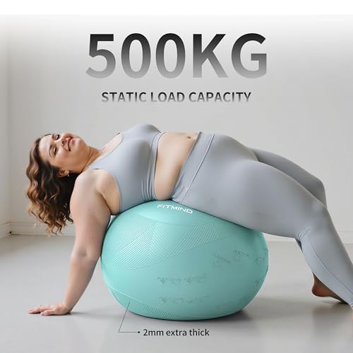 Image of Extra Thick Yoga Ball with Training Instruction, Anti-Burst Slip Resistant Exercise Ball with Pump for Pilates,Physical Therapy,Pregnancy Stability,Birthing Ball 22in 26in 30in