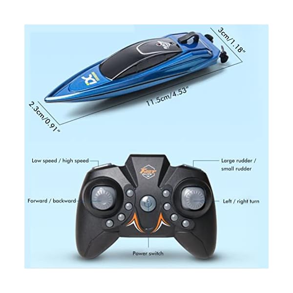 Mini RC Boot, Wiederaufladbare 2,4 GHz Rennboote Hochgeschwindigkeits Fernsteuerungsboot Kinder Erwachsene Sommer Speedboot Wasserspielzeug Pools, Seen, Teich – Bild 4