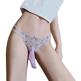 FASXIR Japanese Style Cute Floral Panties Bikini Sexy Pouch Briefs G-String Thongs Underwear for Women Men (US, Alpha, X-Large, Regular, Regular, Purple Closed Sheath)